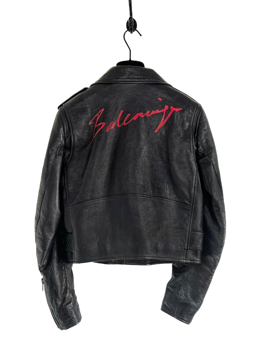 Balenciaga black leather motorcycle jacket online