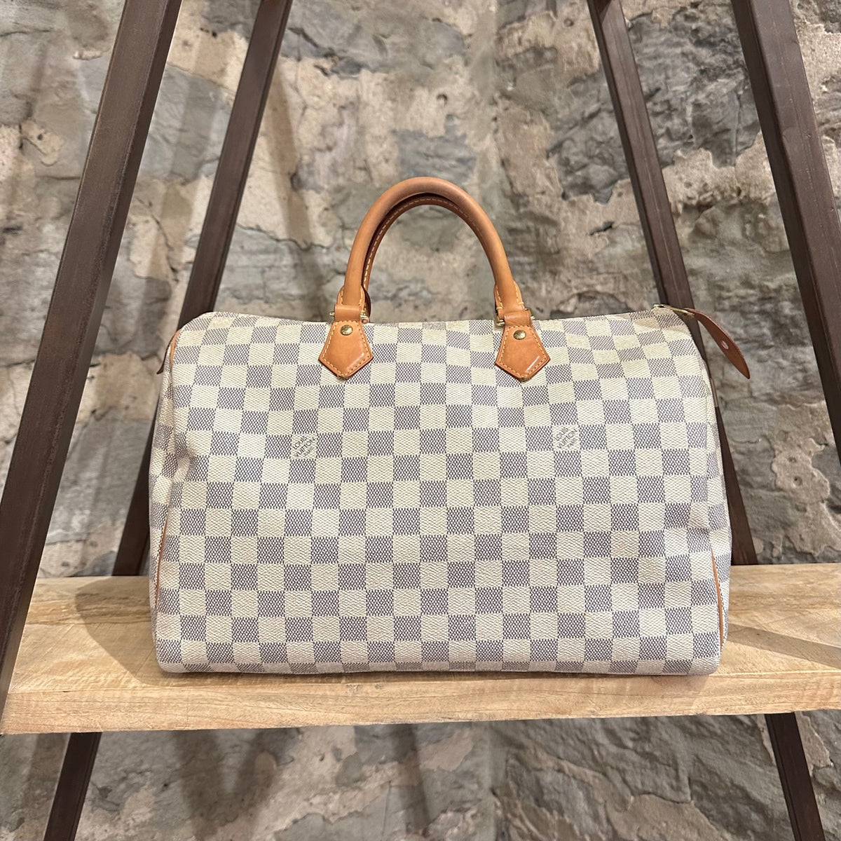 Louis Vuitton Speedy 35 Damier Azur Satchel Bag