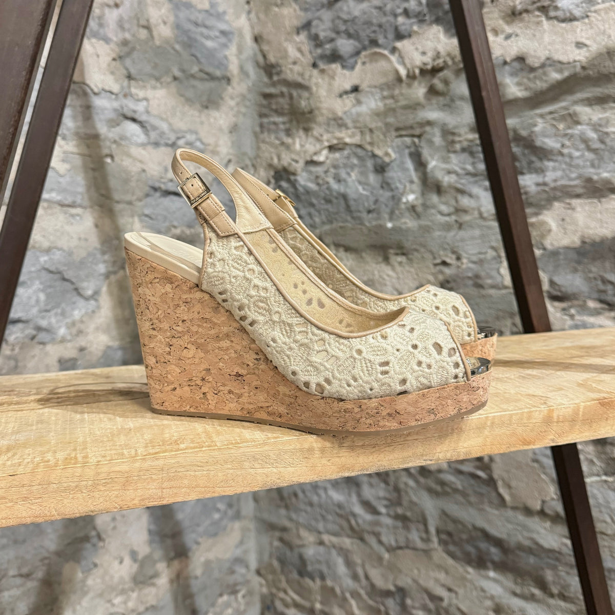 Jimmy Choo Prova Floral Embroidered Cork Wedge Sandals Boutique