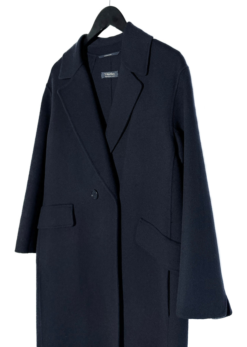 S Max Mara Navy Blue Argo Wool Coat