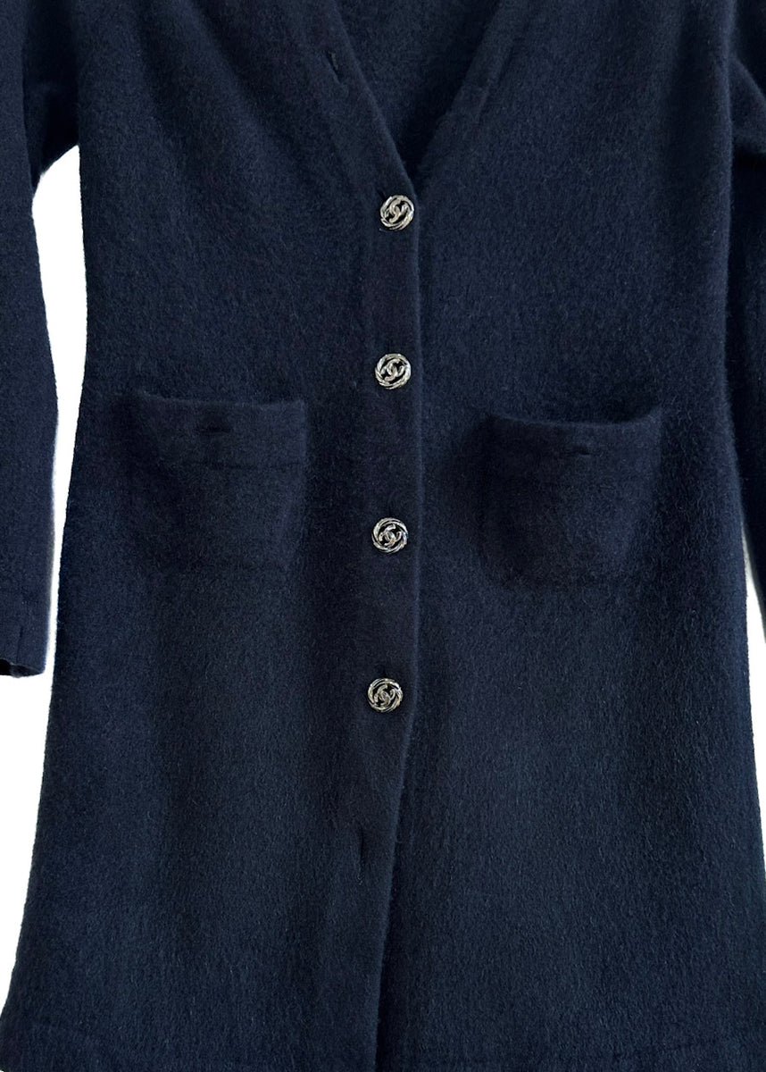 Navy blue cashmere deals cardigan sweater