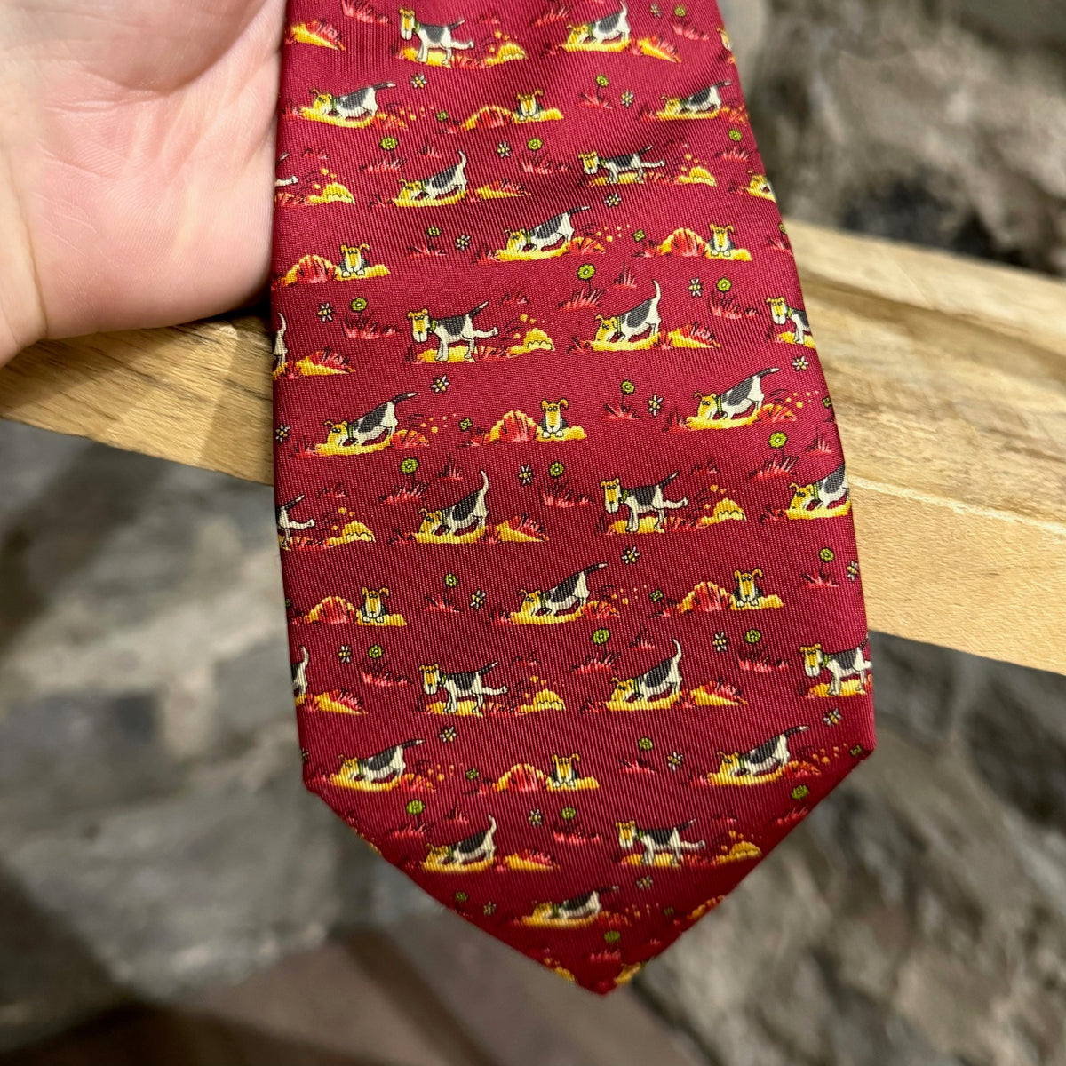 Salvatore Ferragamo Dogs Prints Red Silk Tie – Boutique LUC.S
