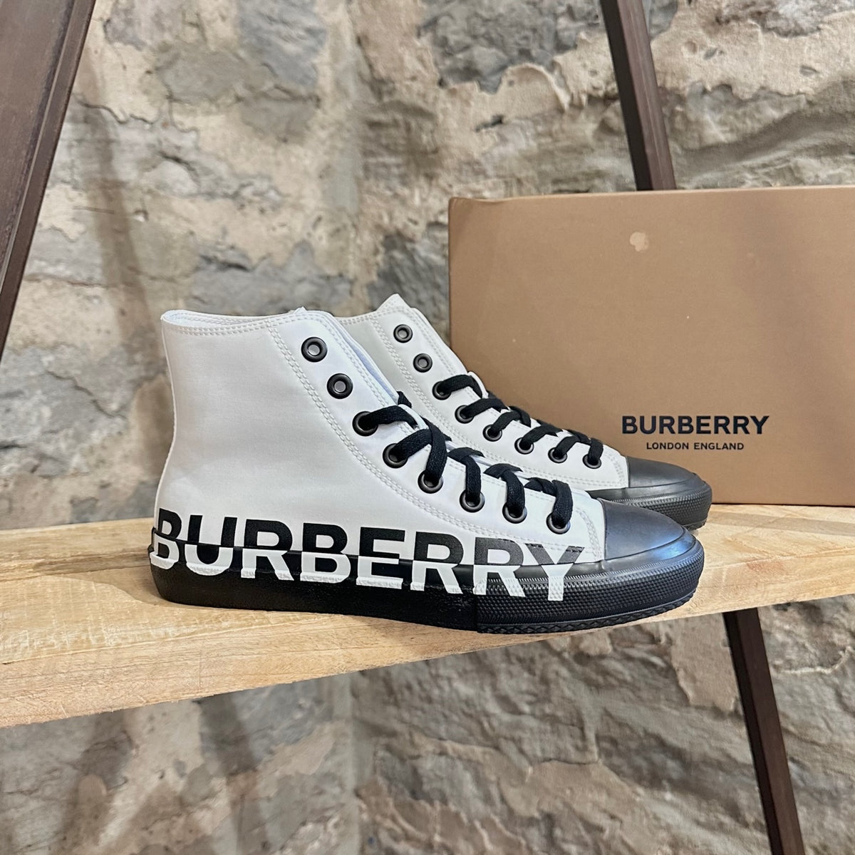Burberry Larkhall White Canvas Logo High-top Sneakers