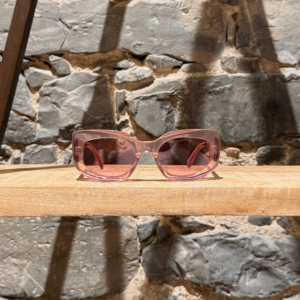 Celine CL402771 Pink Clear Rectangular Cat-Eye Sunglasses 