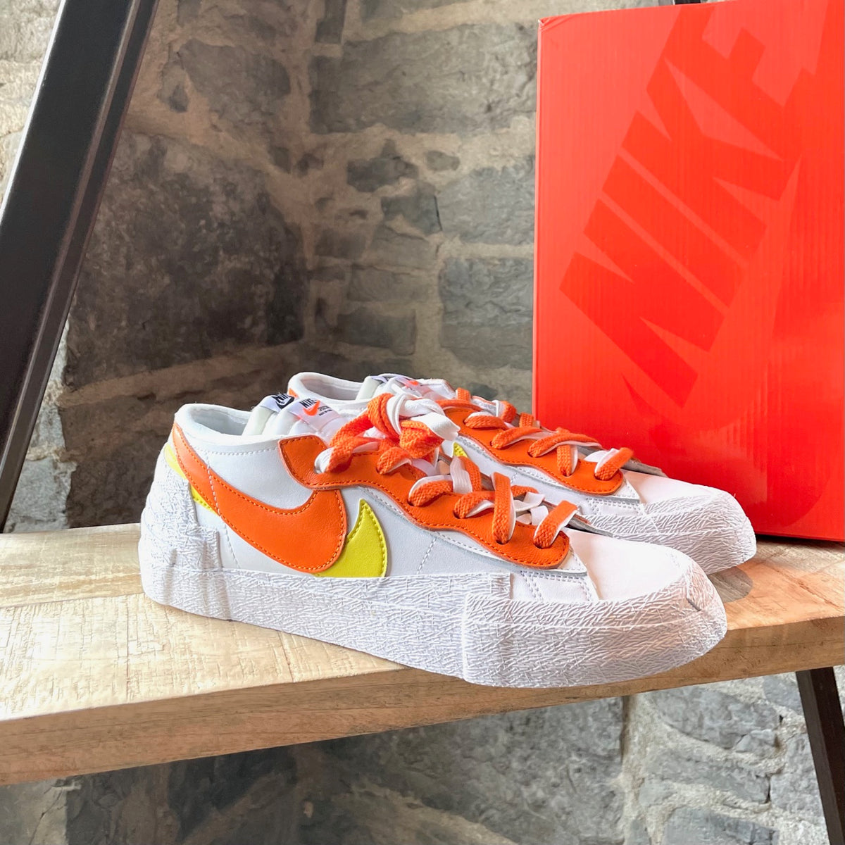 Nike X Sacai White Orange Blazer Low-top Sneakers