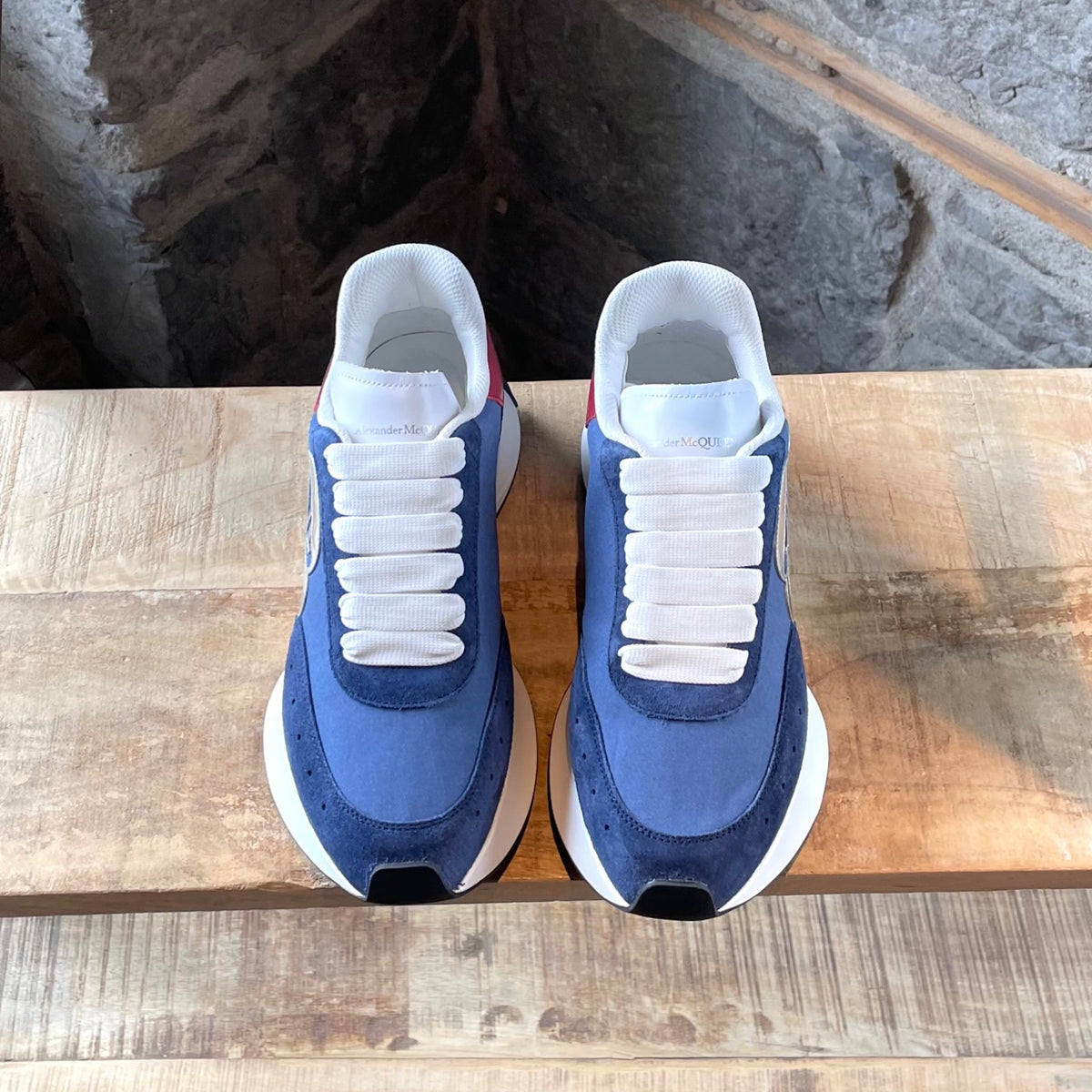 Alexander McQueen Navy Blue Red Sprint Runner Sneakers – Boutique