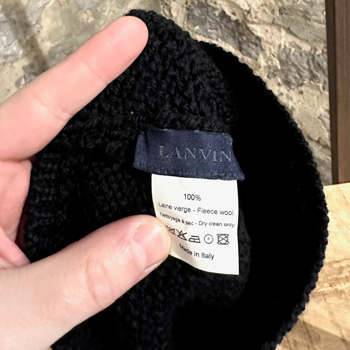 Lanvin Paris black wool logo beanie Lanvin Black Knit Wool Beanie – Boutique LUC.S main image 2