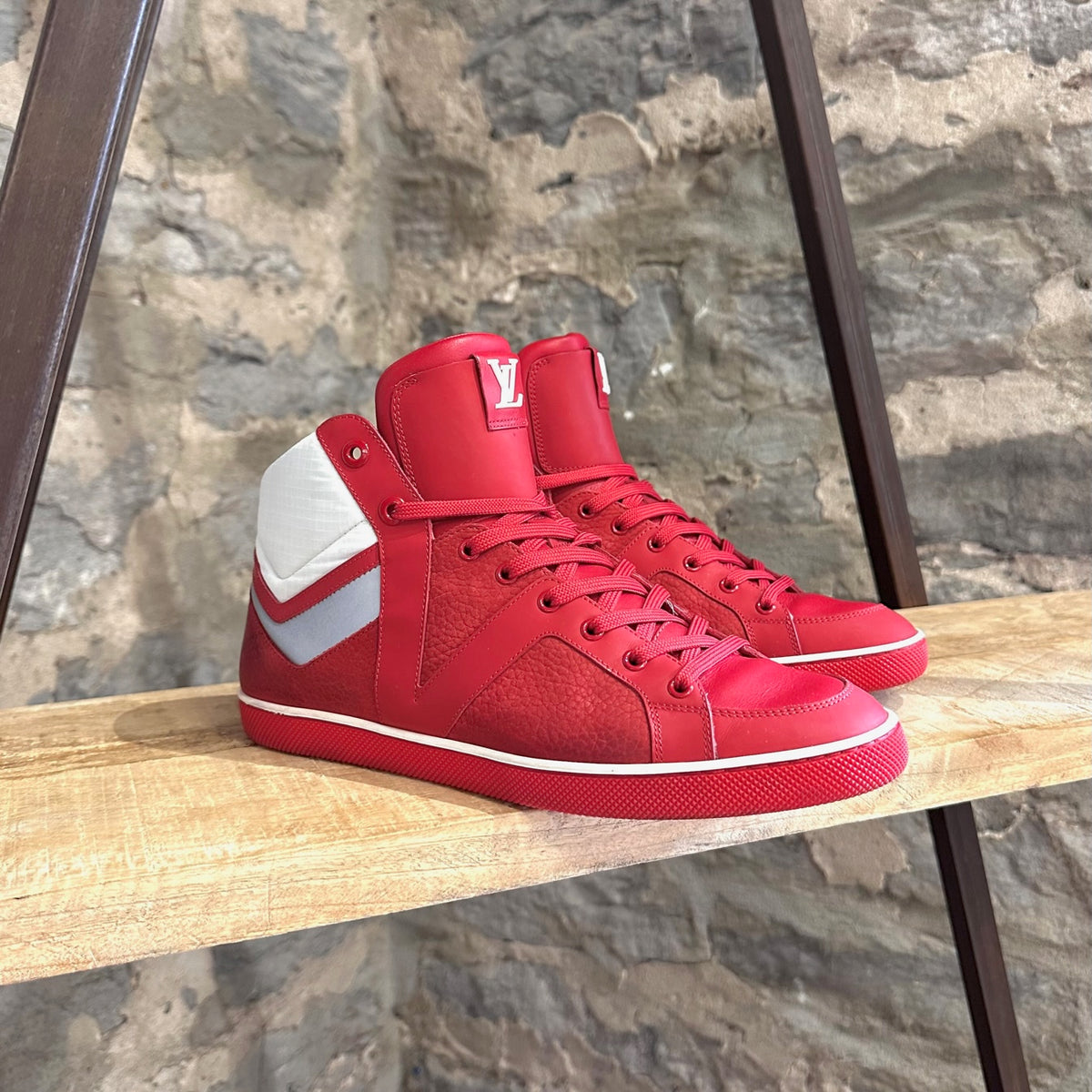 Louis Vuitton AW2012 Red Leather Heroes High-Top Sneakers – Boutique LUC.S