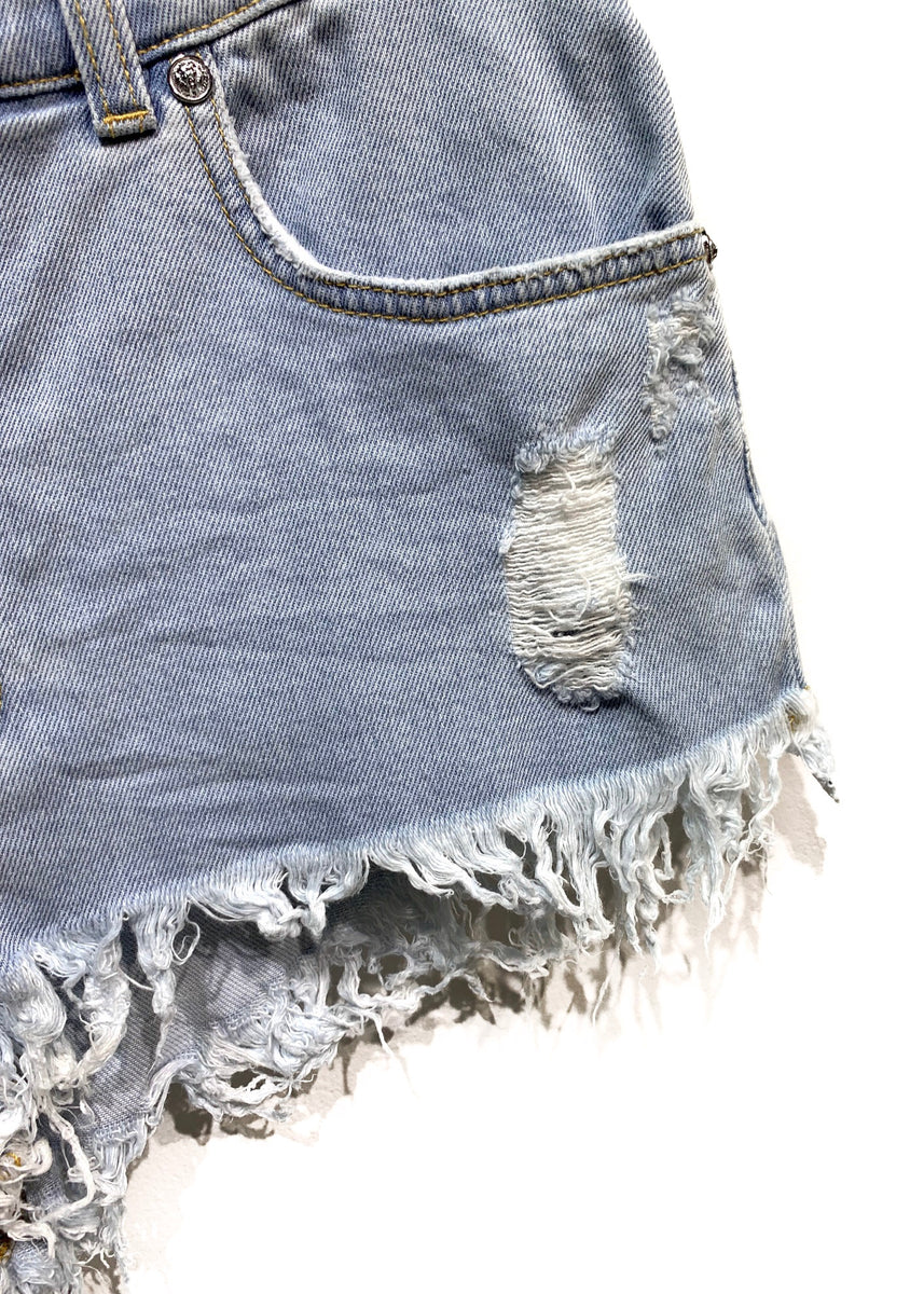 Light blue ripped jean sales shorts