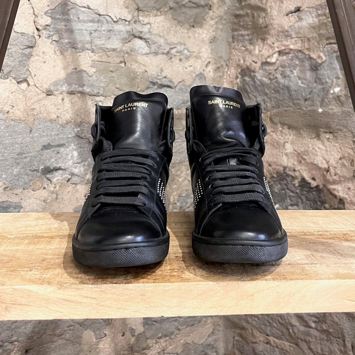 Saint Laurent Paris Black Studded High-top Sneakers – Boutique LUC.S