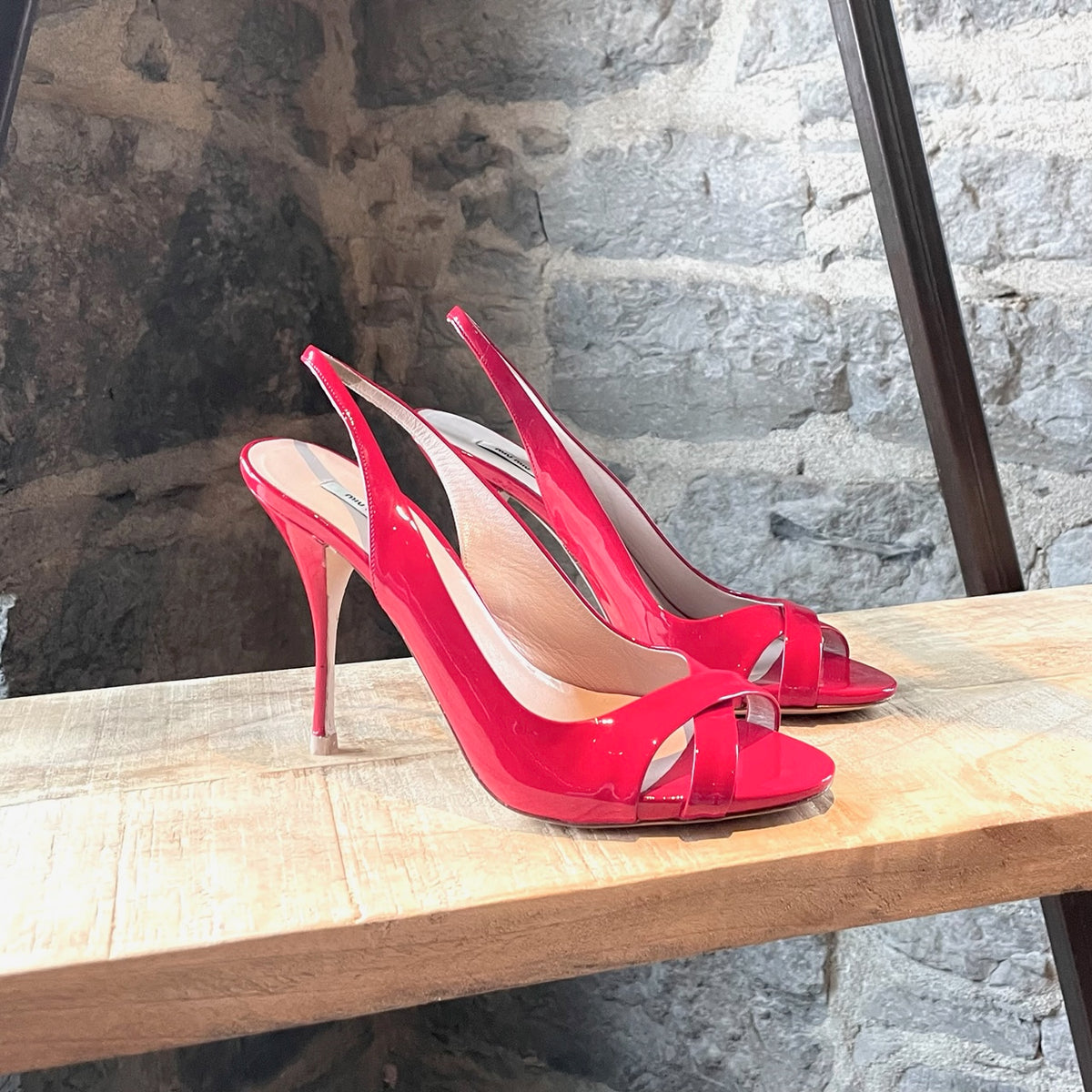 Miu Miu Red Patent Slingback Sandals Boutique LUC.S