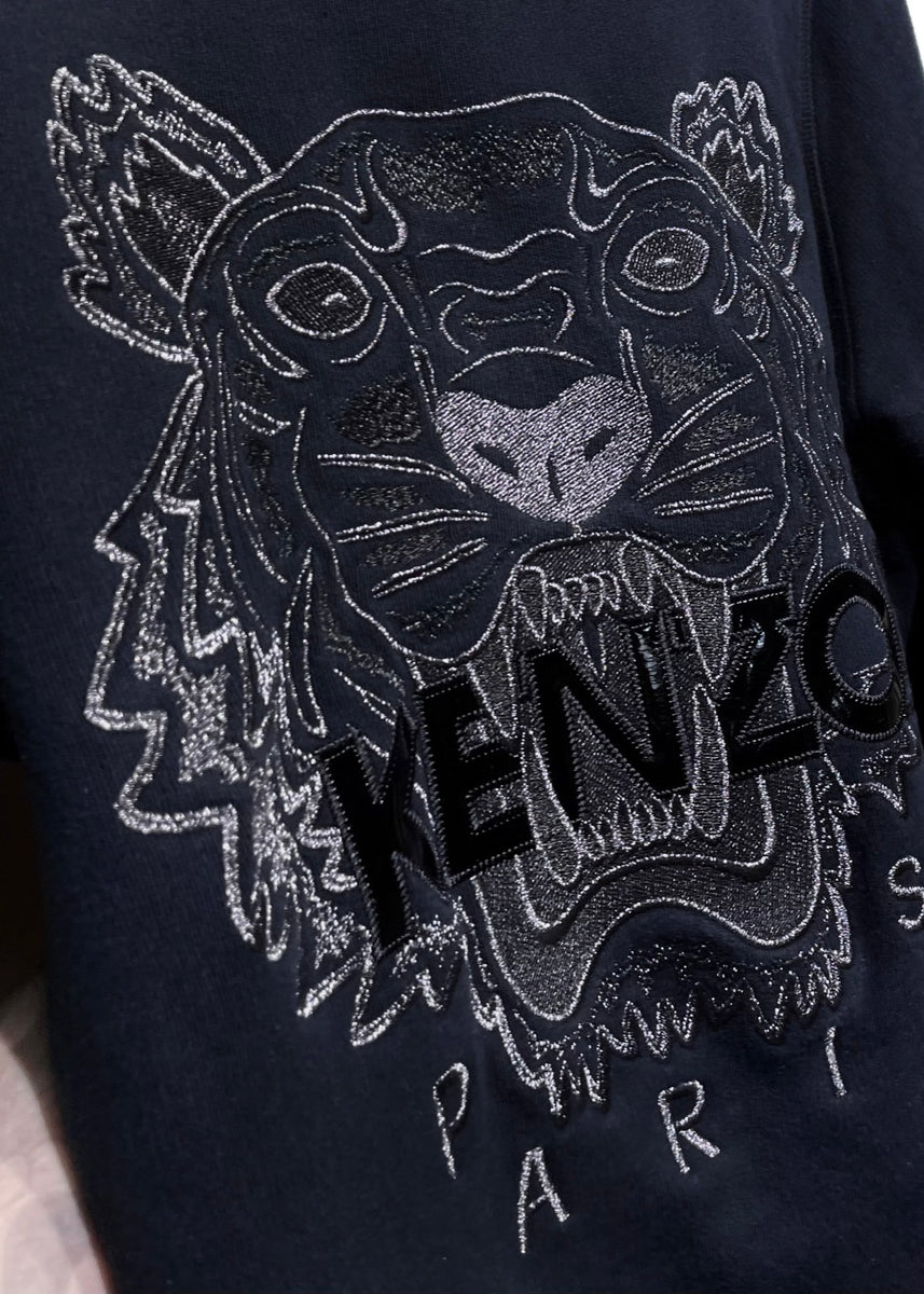 Kenzo Grey Tiger Embroidered Black Sweatshirt – Boutique LUC.S