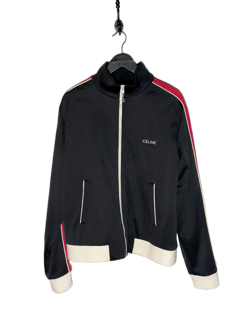 Celine Logo Embroidered Black Red Track Zip-up