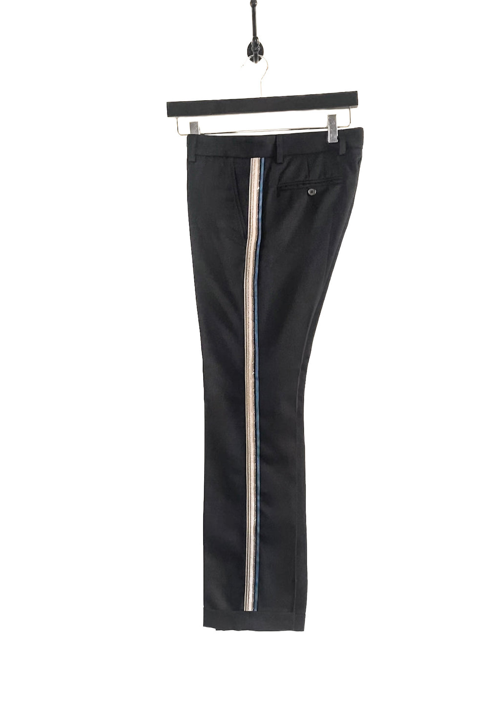 Balmain Black Embellished Band Tuxedo Trousers