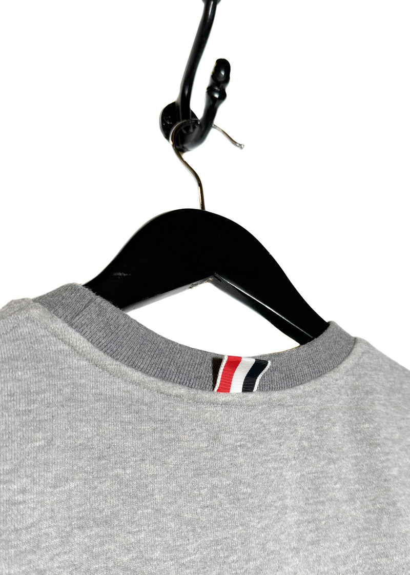 Sweat-shirt Thom Browne gris color block à 4 bandes