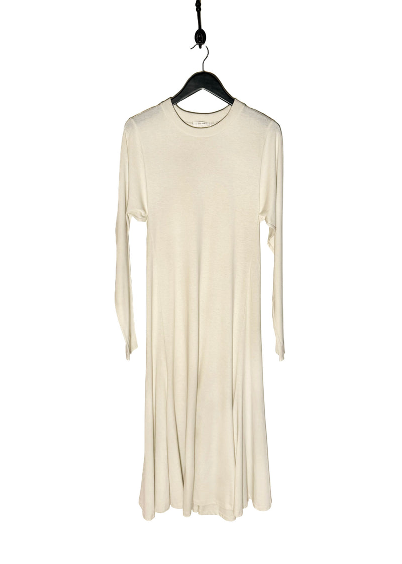 The Row Ivory Gentwood Long Sleeve A-Line Jersey Midi Dress