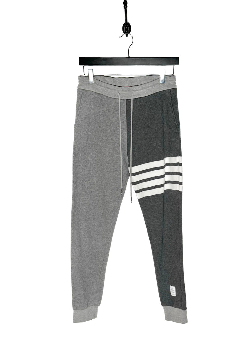 Thom Browne Grey Colorblock 4-bar Sweatpants