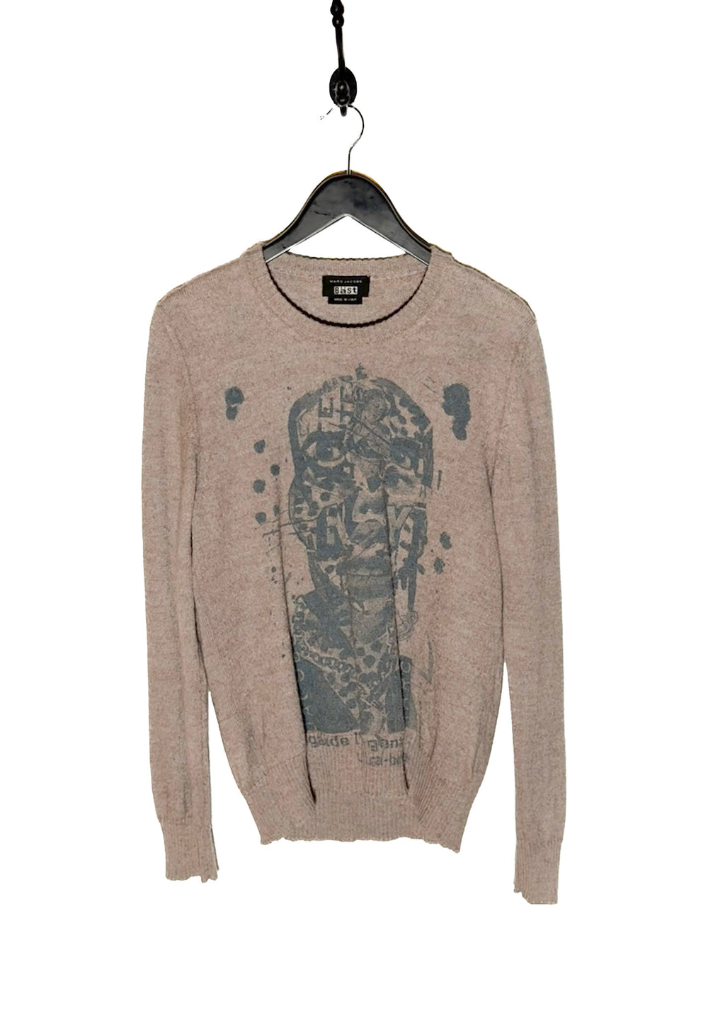 Pull taupe en alpaga et soie imprimé Marc Jacobs X Bäst