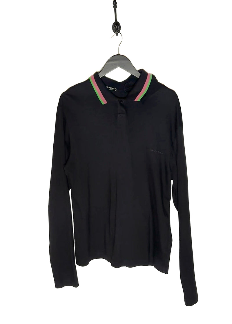 Y/Project Cut Out Collar Black Long Sleeves Polo Shirt