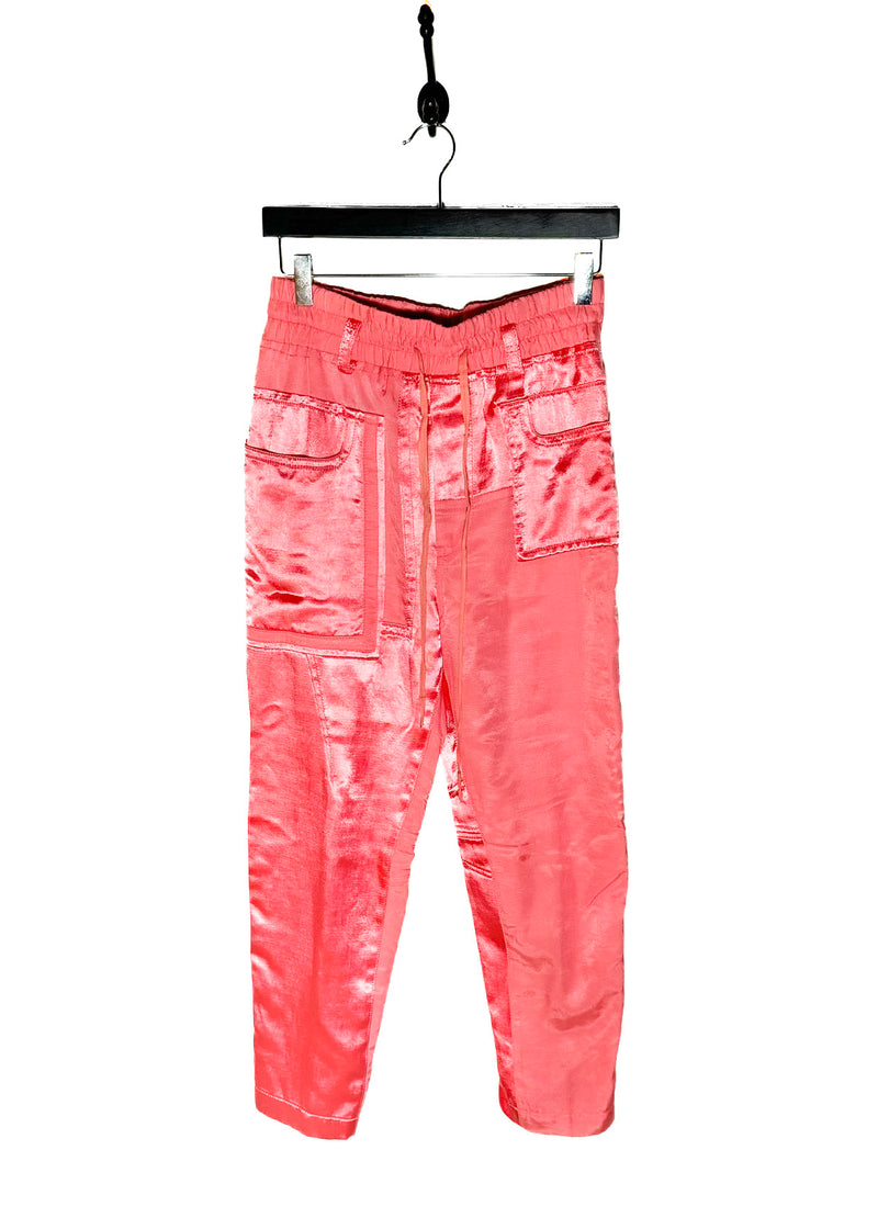 Pantalon court patchwork en satin rose Haider Ackermann