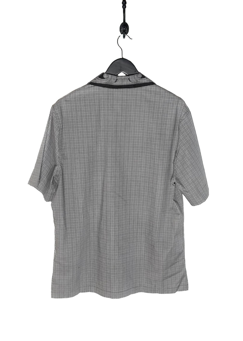 Versace Grey Checkered Logo Print Short Sleeves Shirt