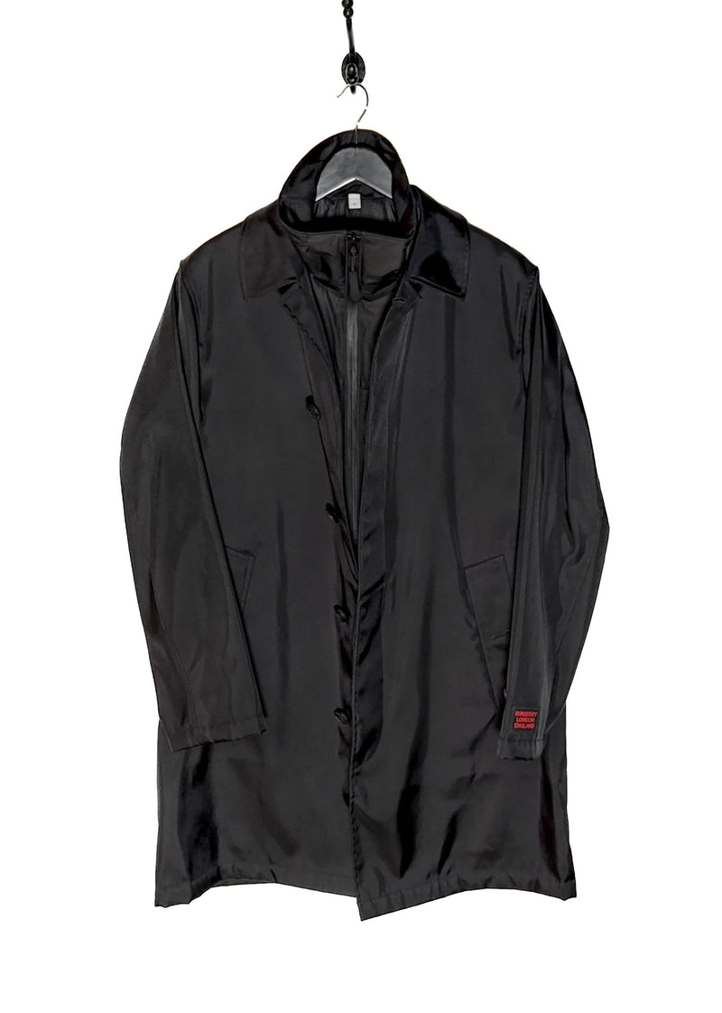 Burberry Black Nylon Car Coat With Detachable Warmer Gilet