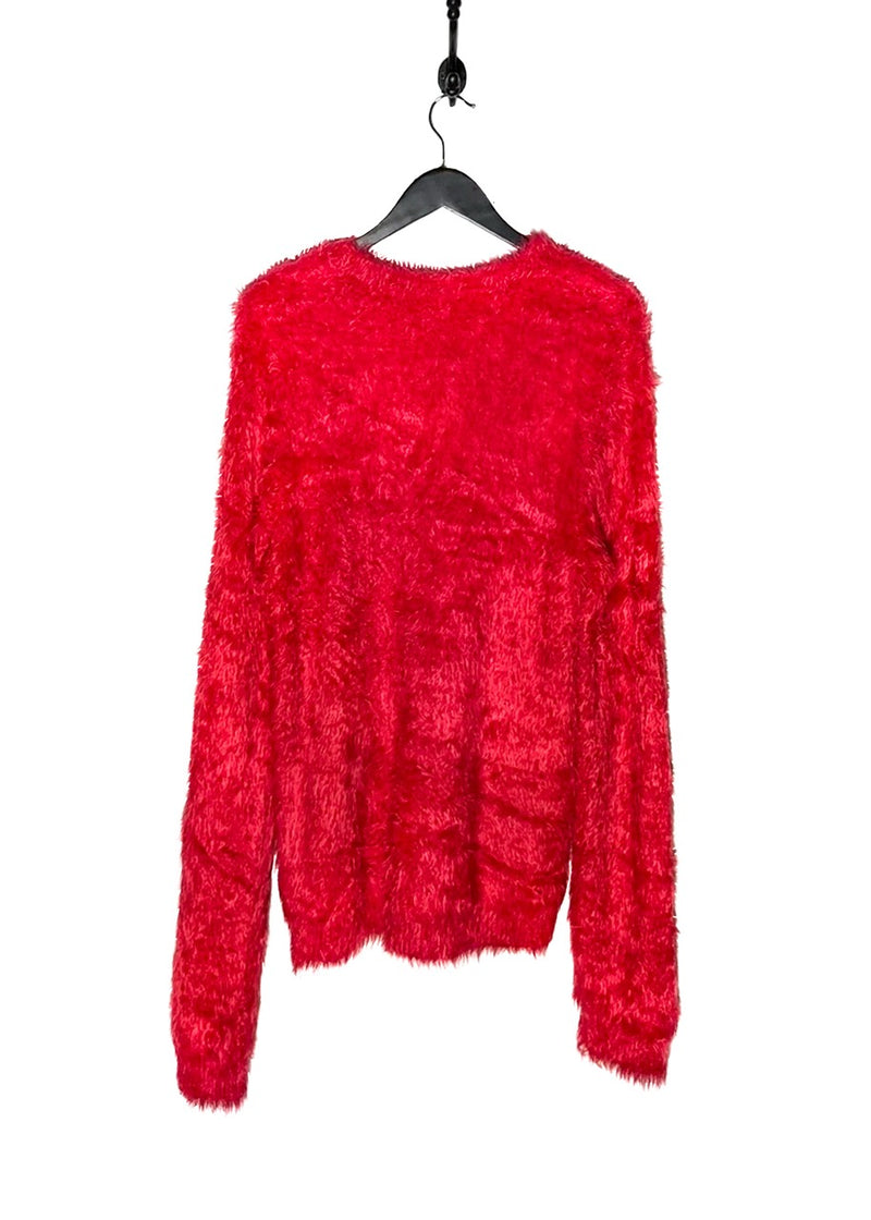 Back view of 1017 ALYX 9SM Red Feather Mohair Knit Sweater