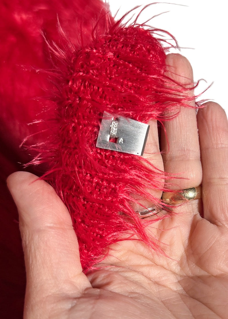 Brand detail of 1017 ALYX 9SM Red Feather Mohair Knit Sweater