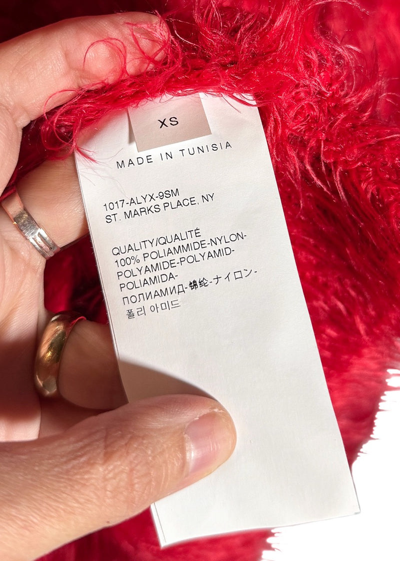 Labels of 1017 ALYX 9SM Red Feather Mohair Knit Sweater