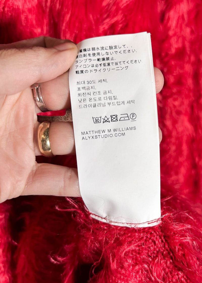 Labels of 1017 ALYX 9SM Red Feather Mohair Knit Sweater