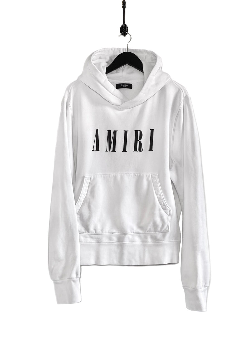 Amiri White Core Black Logo Hoodie