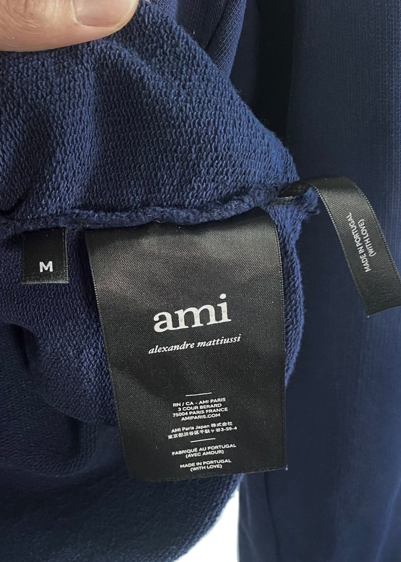 Ami Indigo Blue "F.ami.ly" Embroidered Sweatshirt