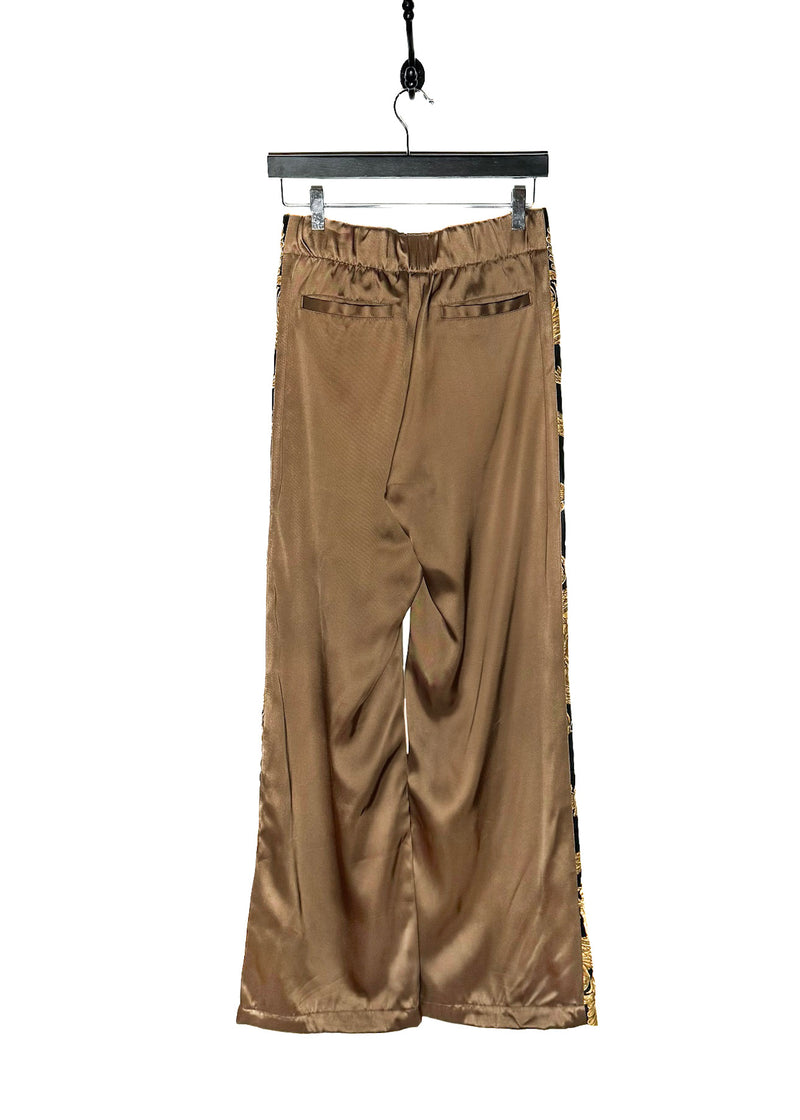 Versace Brown Wide Leg Barocco Print Side Track Pants