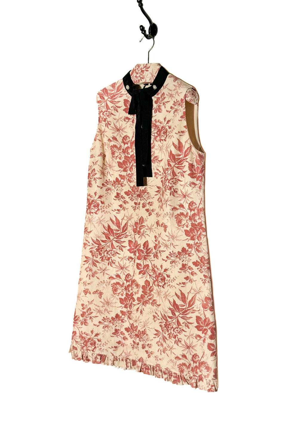 Gucci 2015 Floral Print Ivory Linen Sleeveless Dress