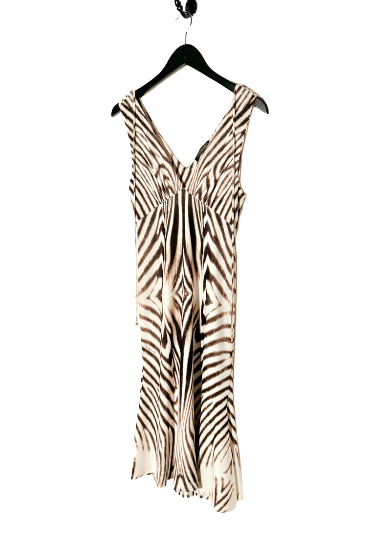 Roberto Cavalli Zebra Print White Dress