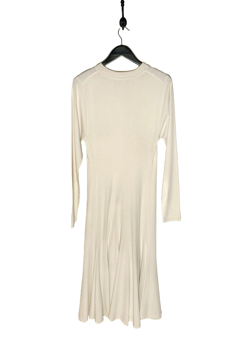 The Row Ivory Gentwood Long Sleeve A-Line Jersey Midi Dress