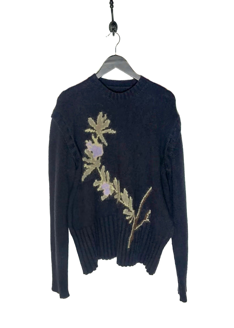 Pull en intarsia fleuri romarin Jacquemus La Maille Romarin