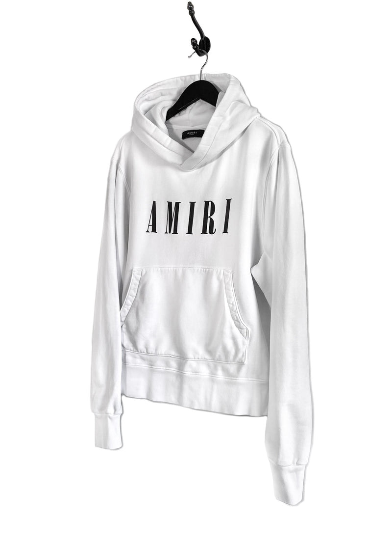 Amiri White Core Black Logo Hoodie