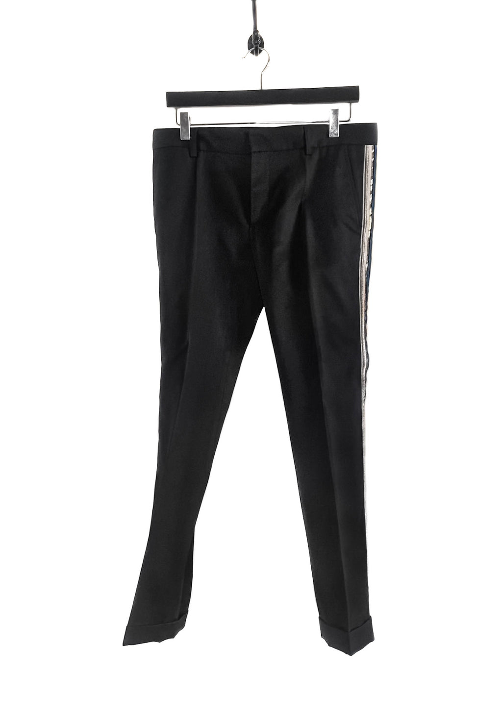 Balmain Black Embellished Band Tuxedo Trousers