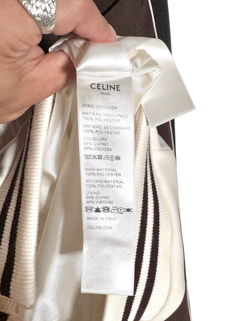 Celine Triomphe Logo Black Brown Ivory Track Zip-up