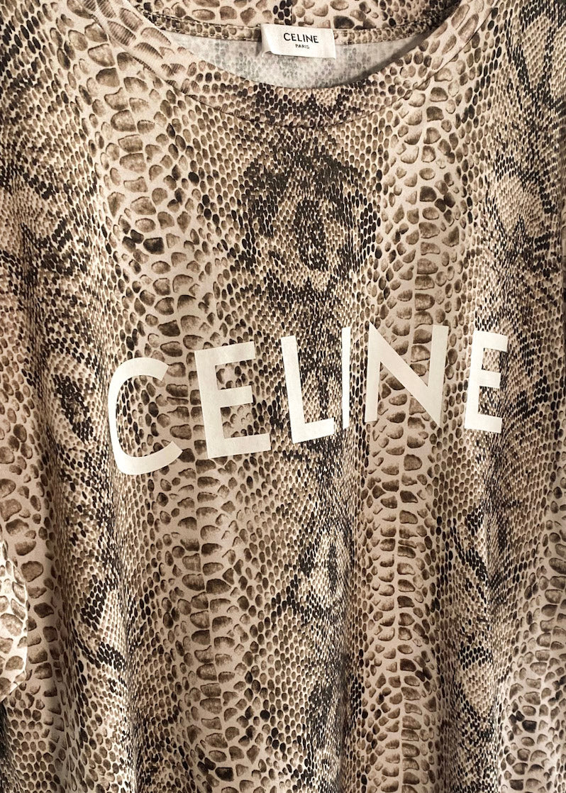 Celine Snake Print Logo T-shirt