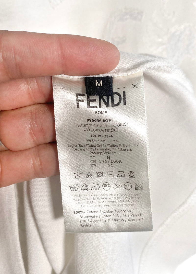 Fendi White Zodiac Signs Astrology Embroideries T-shirt