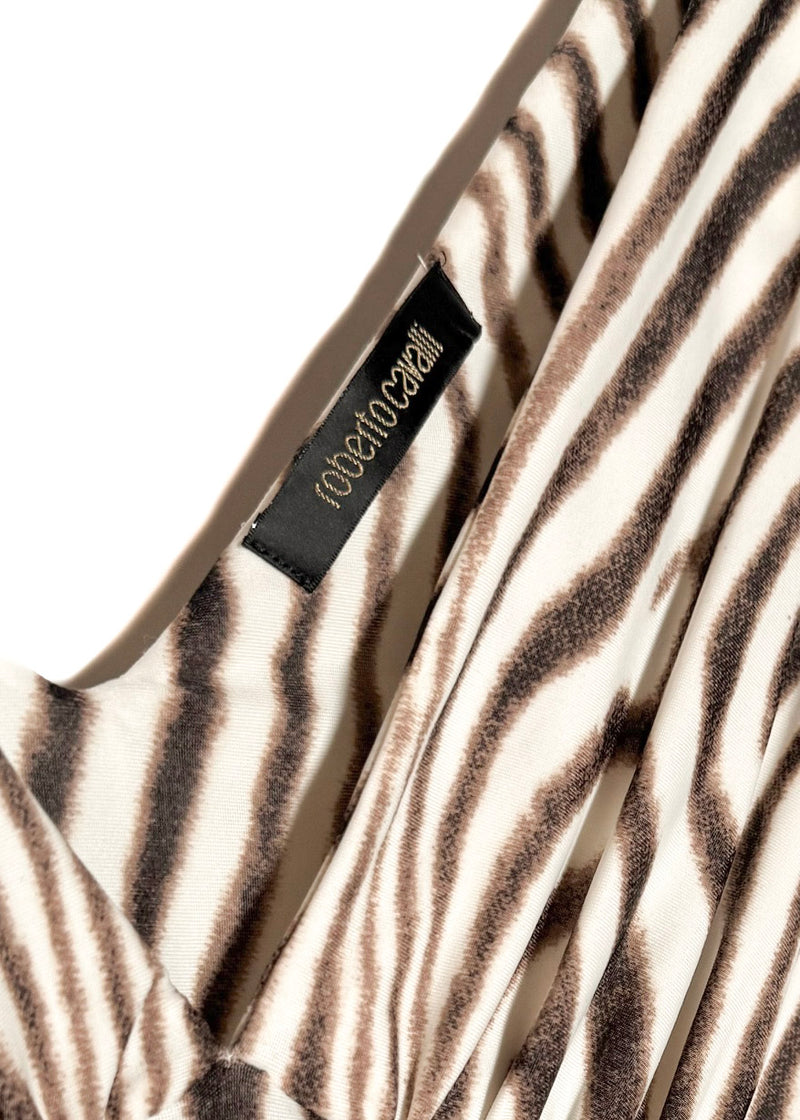 Roberto Cavalli Zebra Print White Dress