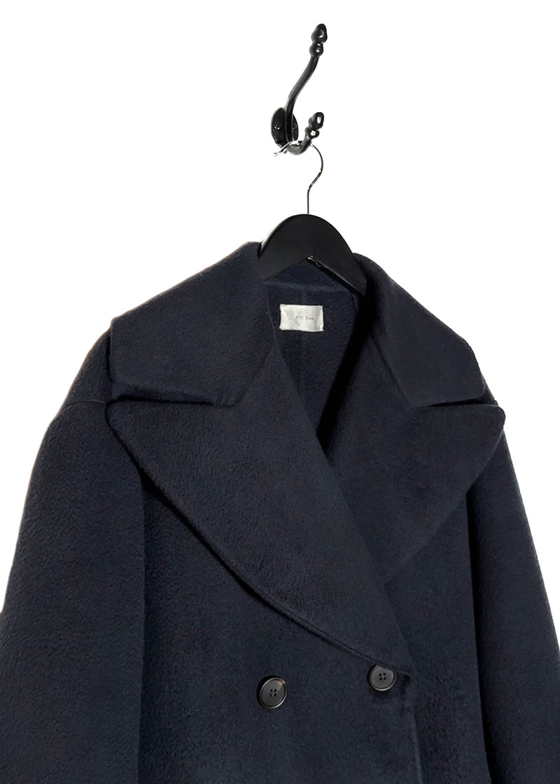 The Row Navy Blue Cashmere Dorothy Double Breasted Coat