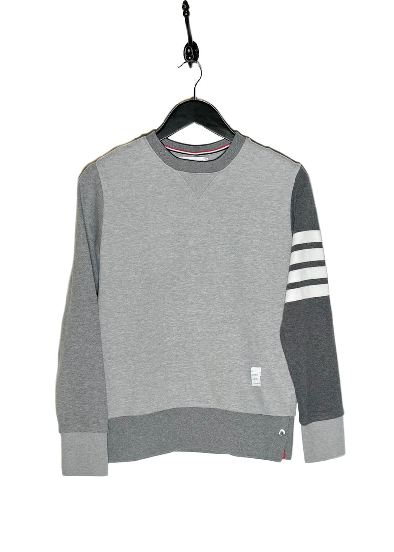 Sweat-shirt Thom Browne gris color block à 4 bandes