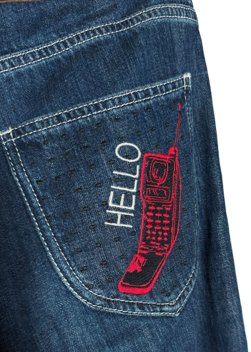 LOEWE Washed Blue Hello Telephone Embroidered Jeans