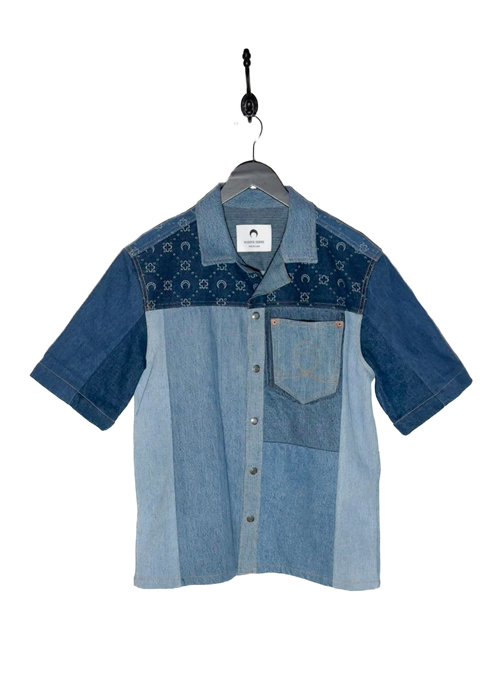 Marine Serre Moon Crescent Blue Regenerated Denim Shirt