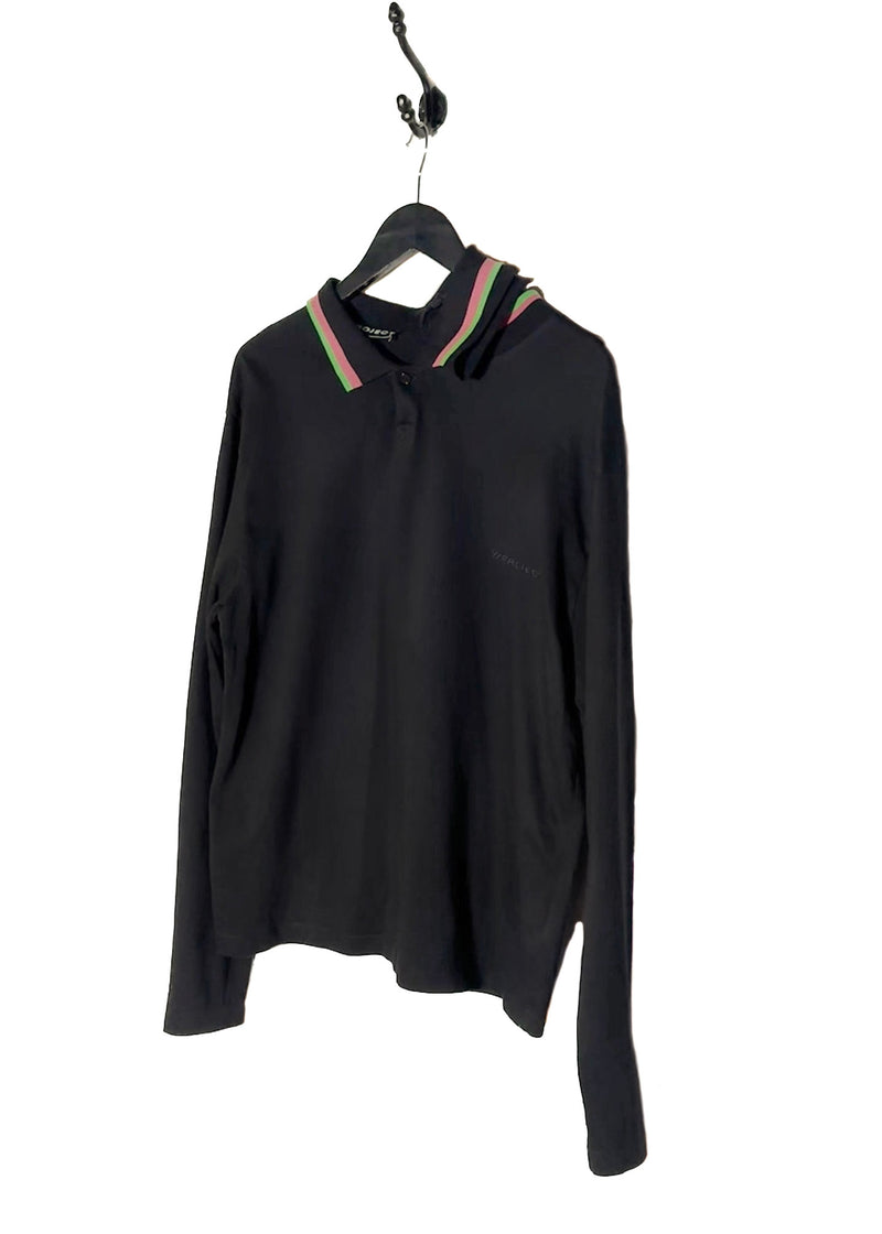 Y/Project Cut Out Collar Black Long Sleeves Polo Shirt