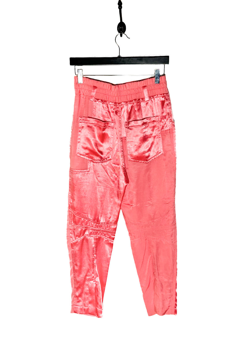 Haider Ackermann Pink Satin Patchwork Cropped Pants