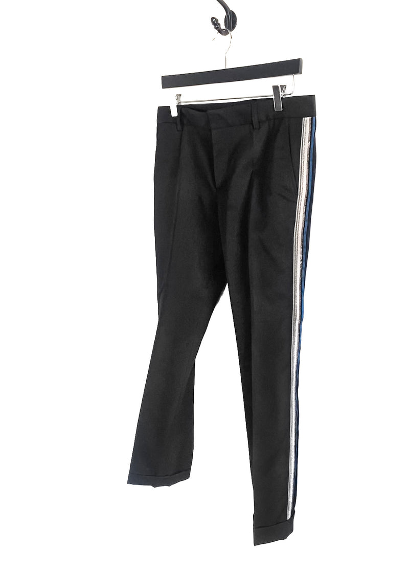 Balmain Black Embellished Band Tuxedo Trousers